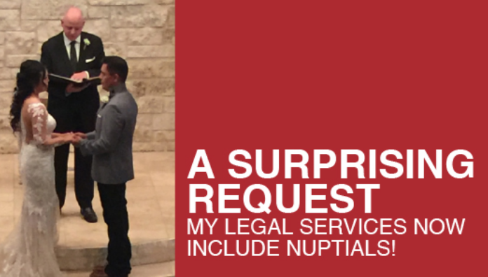 A Surprising Request My Legal Services Now Include Nuptials, Man and woman holding hands while getting married