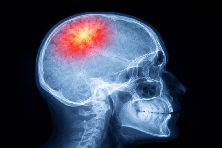 X-ray showing traumatic brain injury