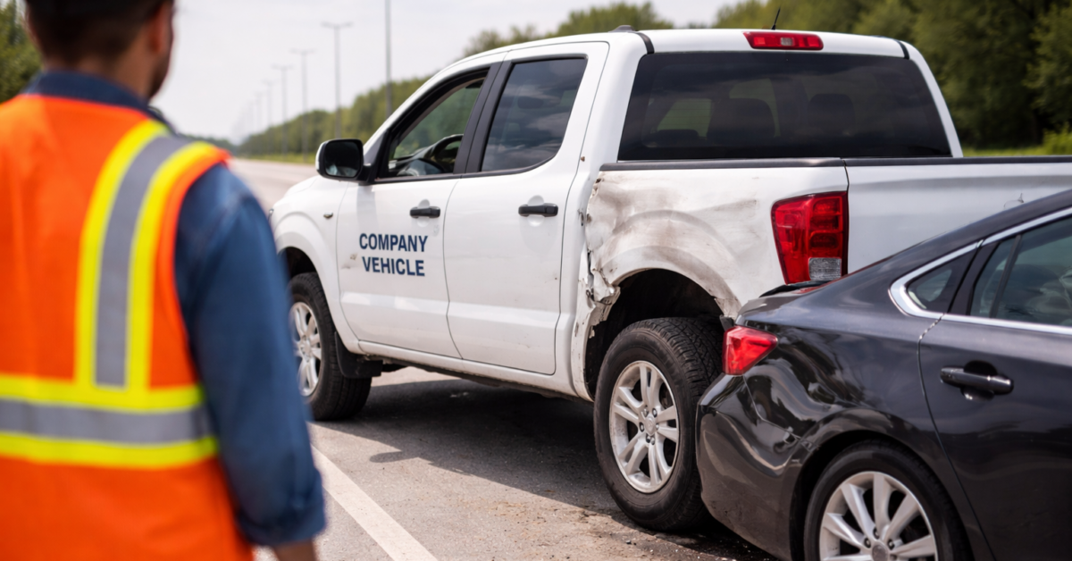 Texas work-related driving accident involving commercial vehicle and passenger car