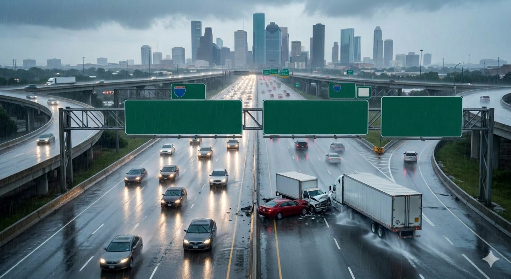 Rain car accident Texas liability explained. Learn if bad weather is a defense and who may be at fault after a crash.