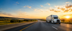 18-wheeler accident lawyer Texas highway truck driving at sunset